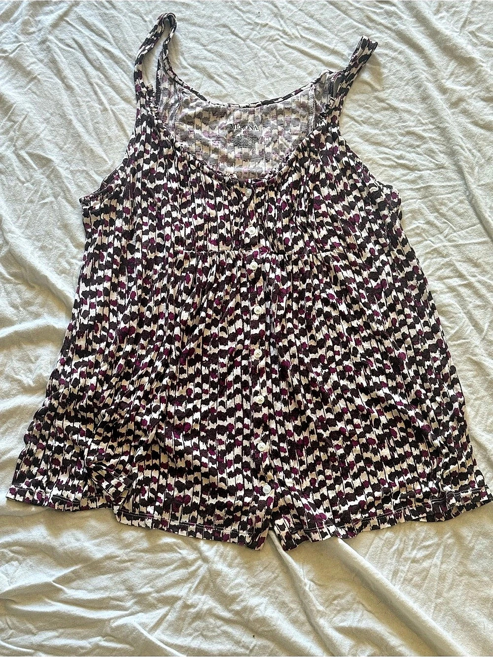 Merona Abstract Print Tank Top in Brown & Purple Size XL
